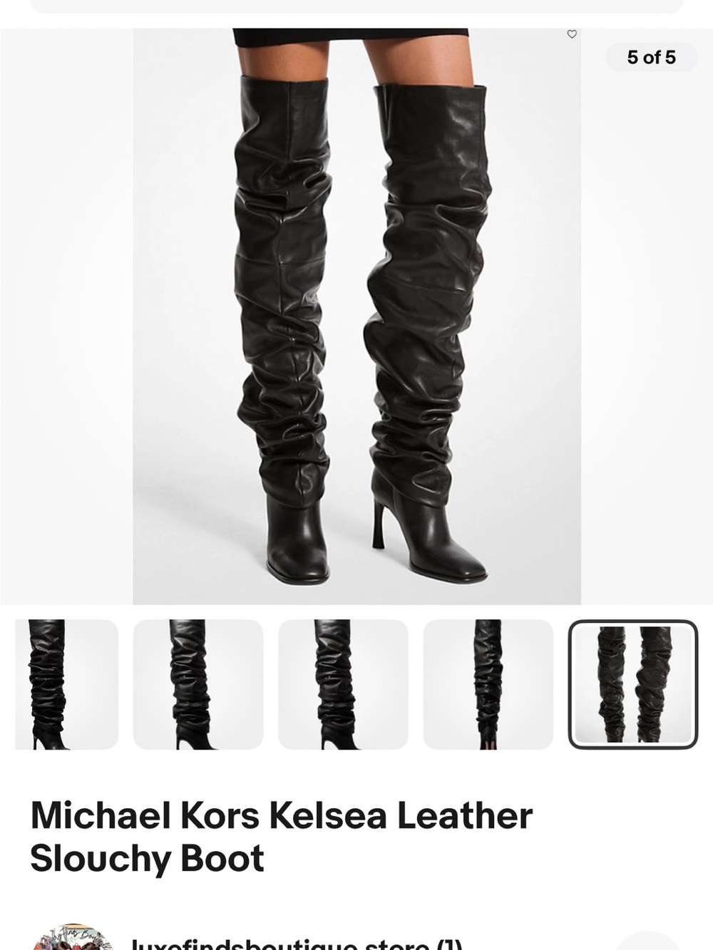 Michael Kors Black Leather Slouch Over-the-Knee Boots